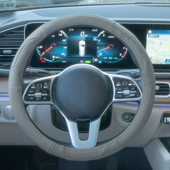 Deluxe Full Grain Authentic Leather Steering Wheel Cover Fits 14.5" - 15.5"