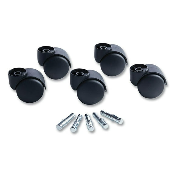 Deluxe Futura 120 lbs. Capacity B and K Stem Nylon Casters - Black/Silver (5/Set)