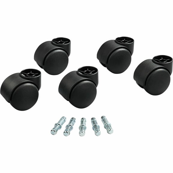 Deluxe Futura 120 lbs. Capacity B and K Stem Nylon Casters - Black/Silver (5/Set)