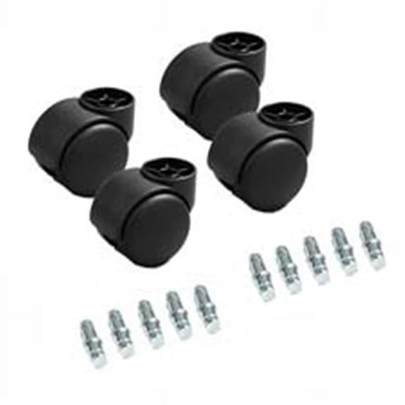 Master Caster Company MAS23618 Dual Casters- 2-.19in. Dia- B-K Stems- Hard Wheel- Black