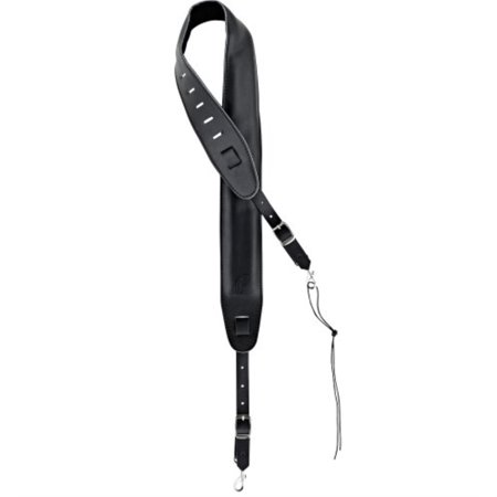 Ortega Guitars OBJSDLX-BK Deluxe Padded Genuine/Suede Leather Banjo Strap w/ Chrome Carabiners, Black