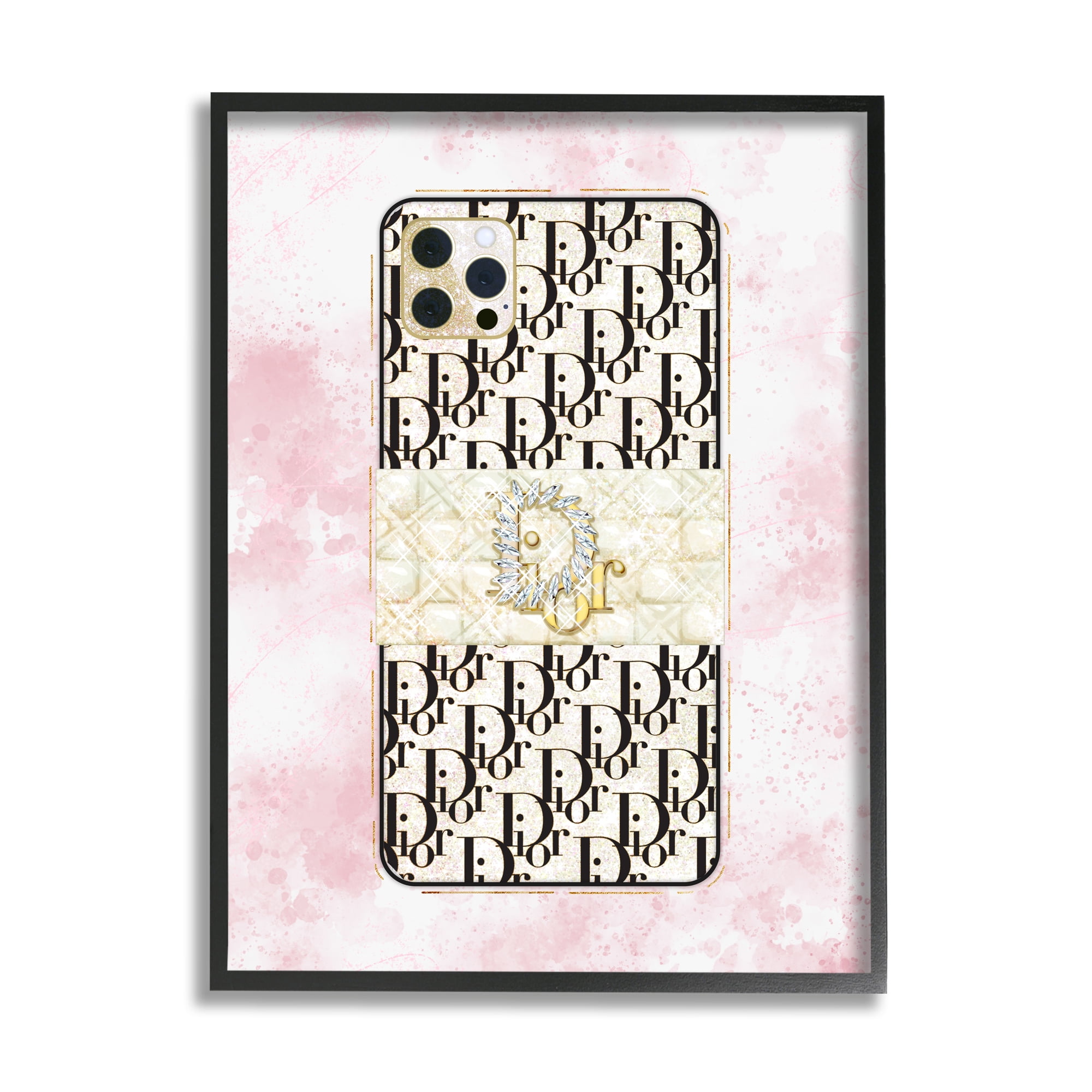 Deluxe Glam Cellphone Still Life Pink Splatter Pattern 11 in x 14 in Framed Painting Art Prints, by Stupell Home Décor