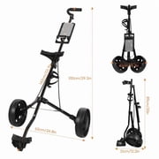 Deluxe Golf Pull Cart - Lightweight Folding 2 Wheel Golf Cart with Compact Design, Ergonomic Handle, Maintenance-Free Wheels, Mesh Net Storage, Portable and Trunk Friendly