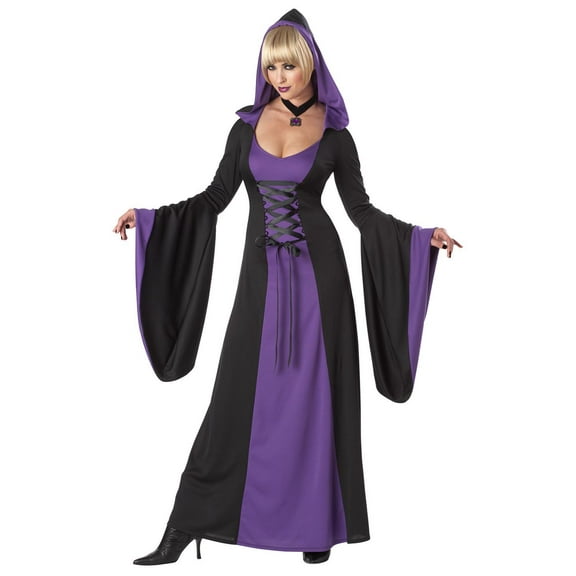 Deluxe Gothic Purple Hooded Robe Dress Costume Adult