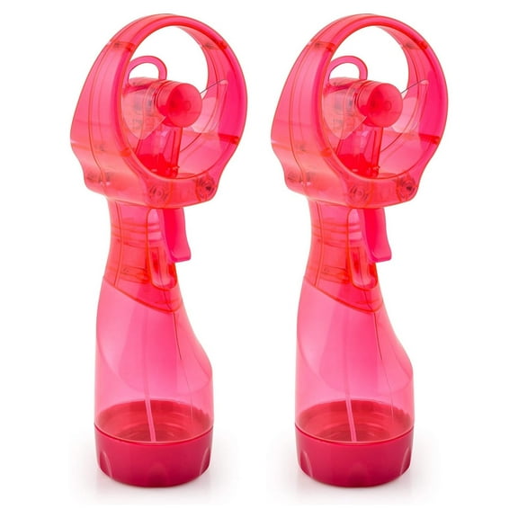Deluxe Handheld Battery Powered Water Misting Fan (Raspberry) 2 Pack