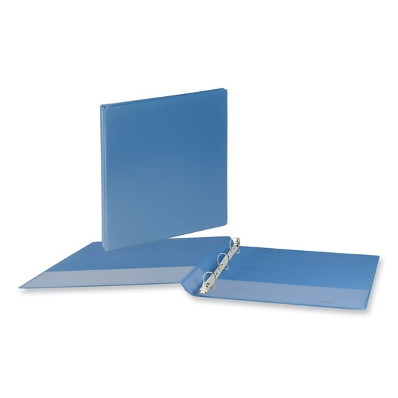 Deluxe Heavy-Duty Round 3 Ring Binder, 0.5" Capacity, Light Blue