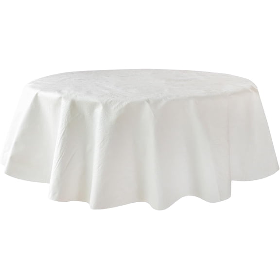Deluxe Heavy Duty Vinyl Table Pad, Premium Table Protector, Waterproof with Flannel Backing, Quilted Design and izable (Off-White, 70" Round)