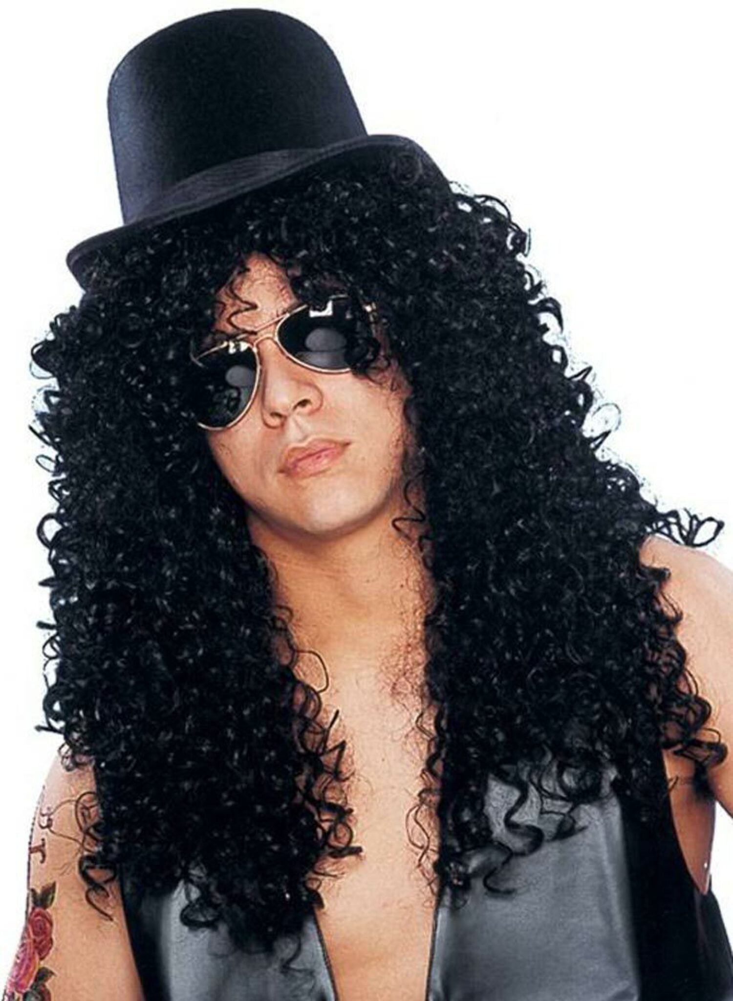 Deluxe High Quality Mens 80's Curly Slash Wig Guitar Rocker Hair Metal Band GNR
