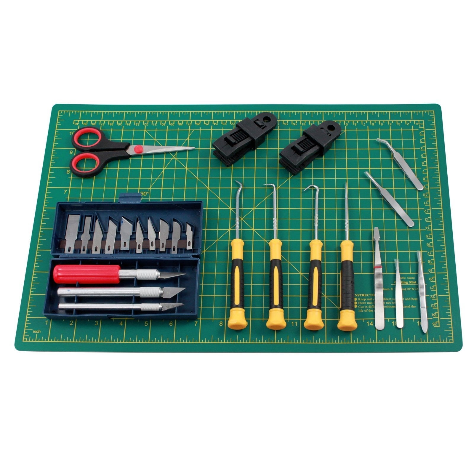 Deluxe Hobby Craft DIY Vinyl Cutting Kit with Self Healing Mat Clamps and Knives