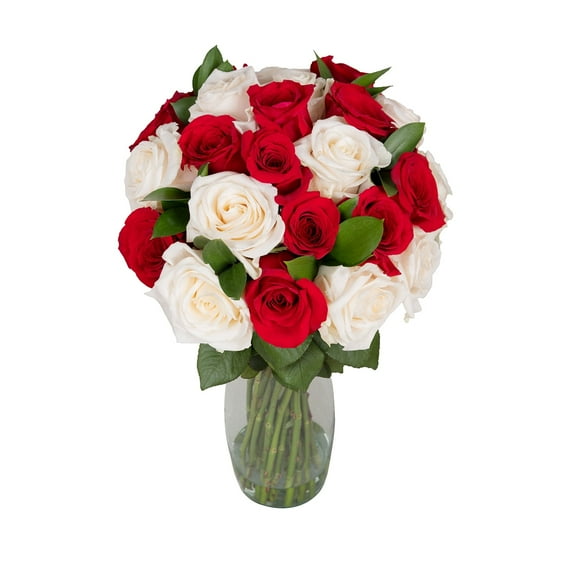 Deluxe Hold Me Closer Rose Bouquet - Farm Fresh Flowers - 1 Pack - Red & White Roses - by Bloomingmore