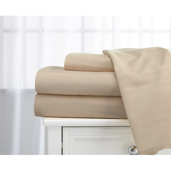 Deluxe Home 100% Cotton 400 Thread Count Dobby Stripe Sheet Set ( Full, Beige)