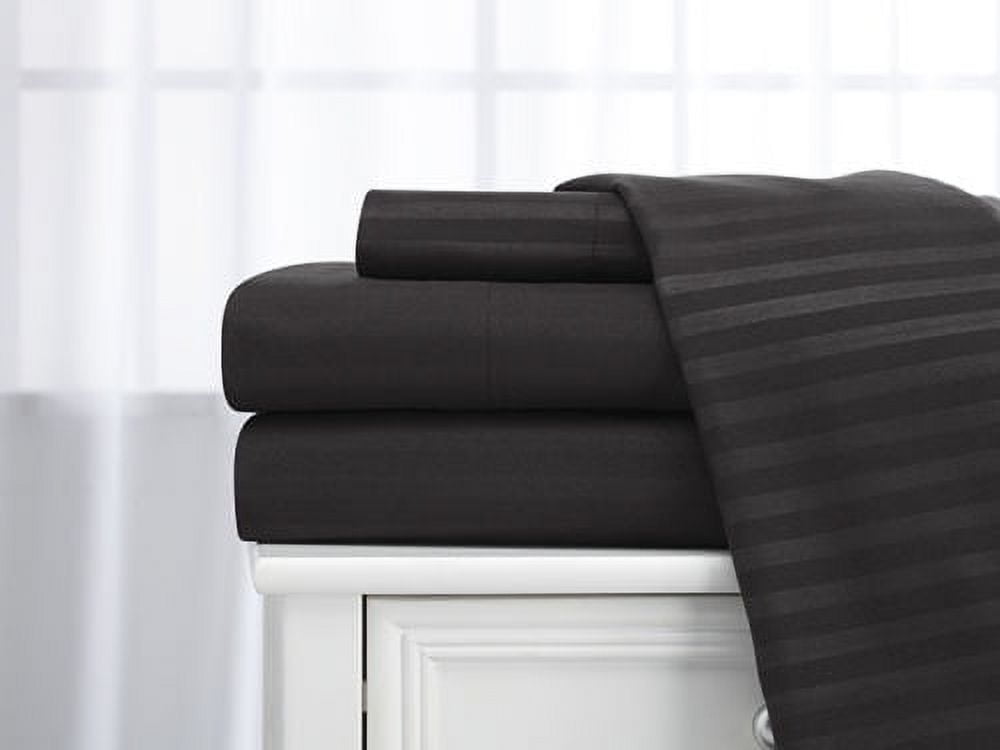 Deluxe Home 100% Cotton 400 Thread Count Dobby Stripe Sheet Set ( King, Black) - Walmart.com