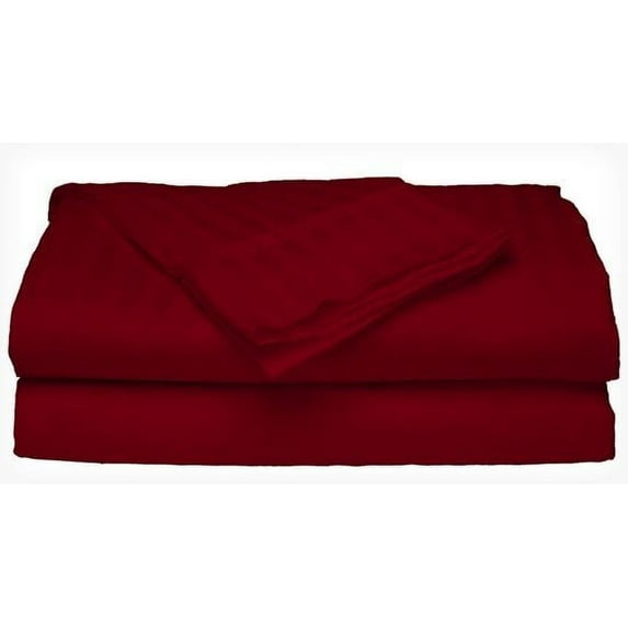 Deluxe Home 100% Cotton 400 Thread Count Dobby Stripe Sheet Set ( QUEEN, BURGUNDY)