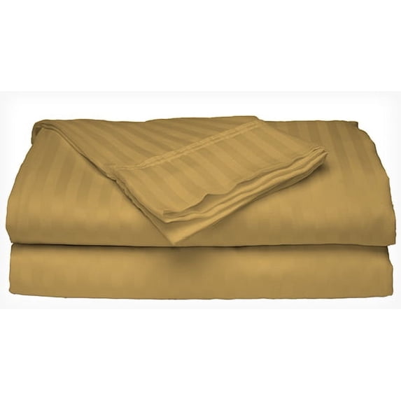 Deluxe Home 100% Cotton 400 Thread Count Dobby Stripe Sheet Set ( QUEEN, Gold)