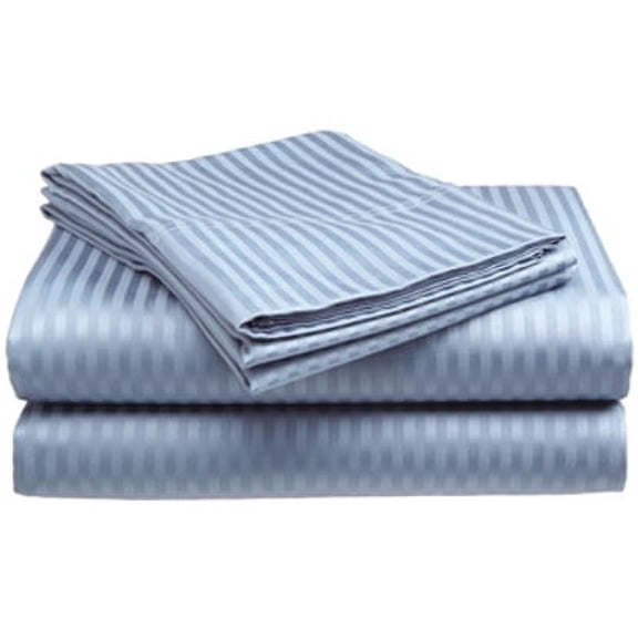 Deluxe Home 100% Cotton 400 Thread Count Dobby Stripe Sheet Set ( QUEEN, Light Blue)