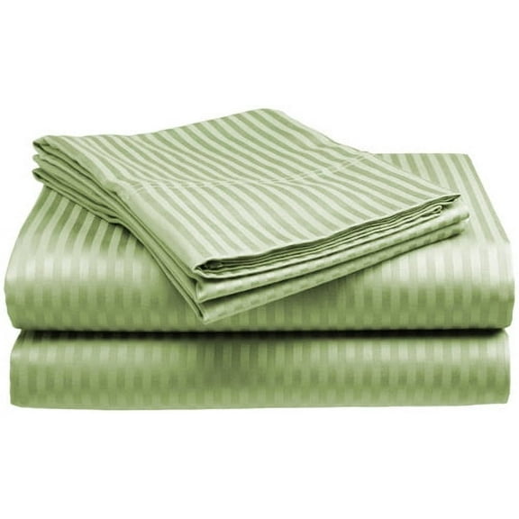 Deluxe Home 100% Cotton 400 Thread Count Dobby Stripe Sheet Set ( QUEEN, SAGE)