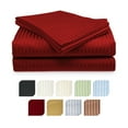 thumbnail image 1 of Deluxe Hotel 300 TC 100% Cotton, Luxury Dobby Stripe Bed Sheets Set, Queen, Burgundy, 4 Piece, 1 of 1