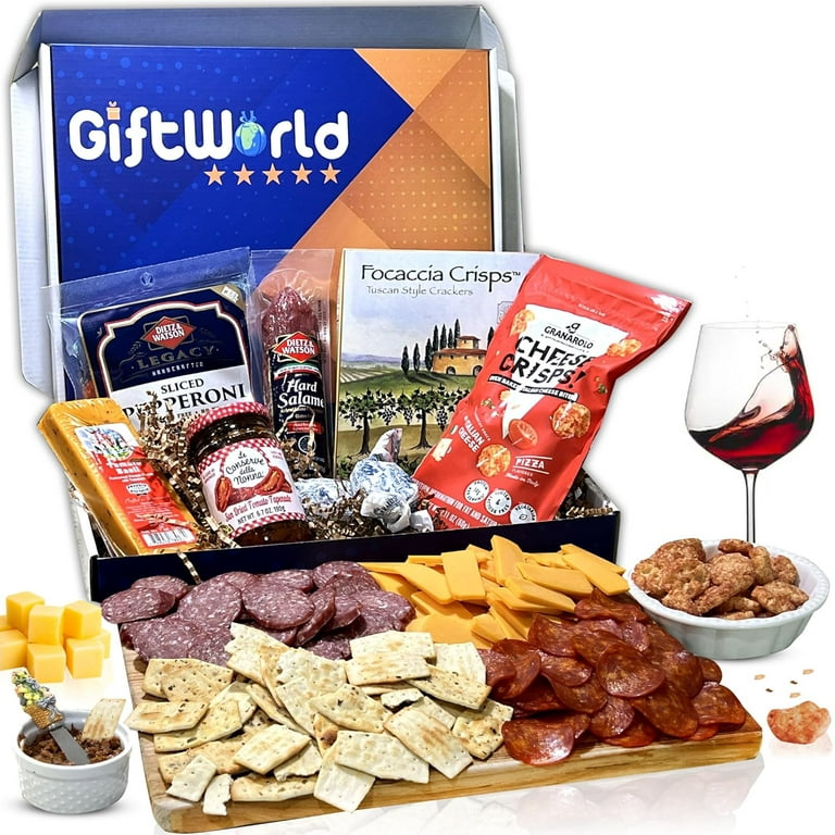 Deluxe Italian Meat and Cheese Gift Basket, Food Gifts for Men, Perfect  Crackers and Gourmet Food Gift Basket for Congratulations, Birthdays,  Sympathy and Business - 10 Piece Set 
