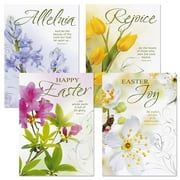 Deluxe Joy Religious Easter Greeting Cards - Set of 8 (4 designs), Envelopes Included, Inspiring Bible Messages for Christians and Catholics, by Current
