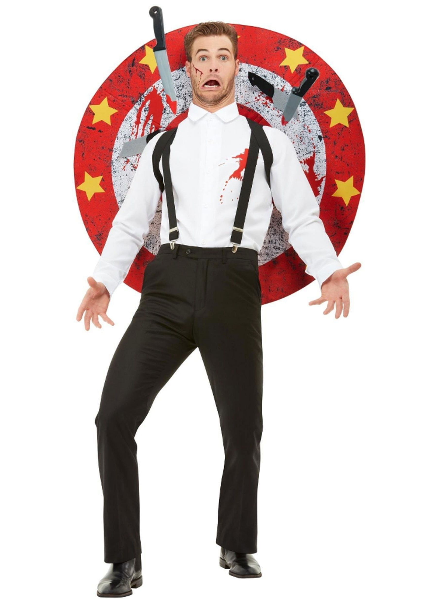 Knife Thrower Adult Red White Deluxe Costume Knife Thrower Adult Red White Deluxe Costume