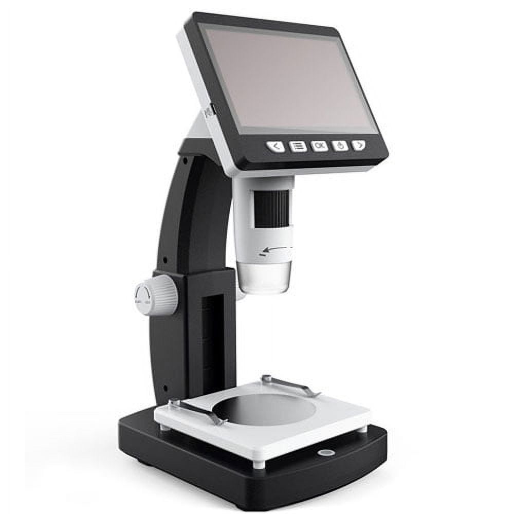 TOMLOV DM04 9'' Coin Microscope 1300X, 16MP 1080P LCD Digital Microscope  with 10'' Long Stand, Rechargeable Light & Touch Button 