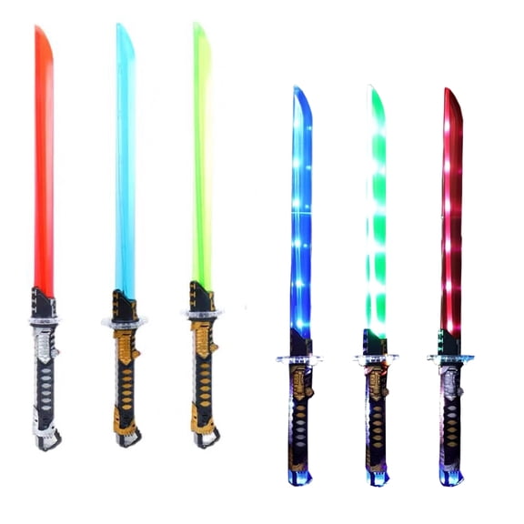 Deluxe LED Light up Ninja Toy Sword with Motion Activated Clanging Sounds (Green)