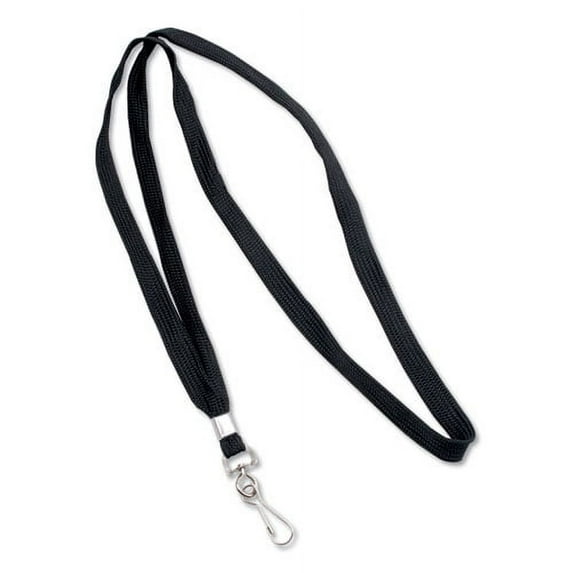 Deluxe Lanyards, Metal J-Hook Fastener, 36" Long, Black, 24/Box | Bundle of 2 Boxes