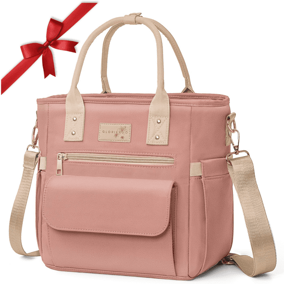 Deluxe Large Insulated Lunch Bag Box Women - Leakproof Waterproof Cooler with Multi Pockets Removable Strap for Work Picnic - Teacher Mothers Day Christmas Birthday Gifts