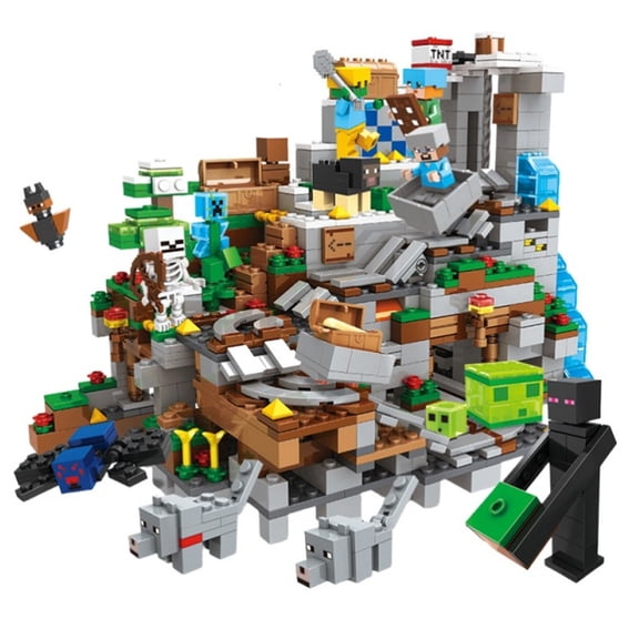 Deluxe Large Mechanized Cave Building Kit, Expansive Pixel Dungeon Construction Toy with Multiple Interactive Mechanisms, Premium Building Bricks Set, Gift for Serious Pixel Game Collectors