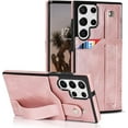 thumbnail image 1 of Deluxe Leather Trendy Wrist Strap Phone case Back Card Slot Protection Back Cover for Samsung Galaxy S23 Plus S20 S22 Ultra S21 FE 5G Anti-Vibration Bumper(Rose Gold,S21 FE), 1 of 8