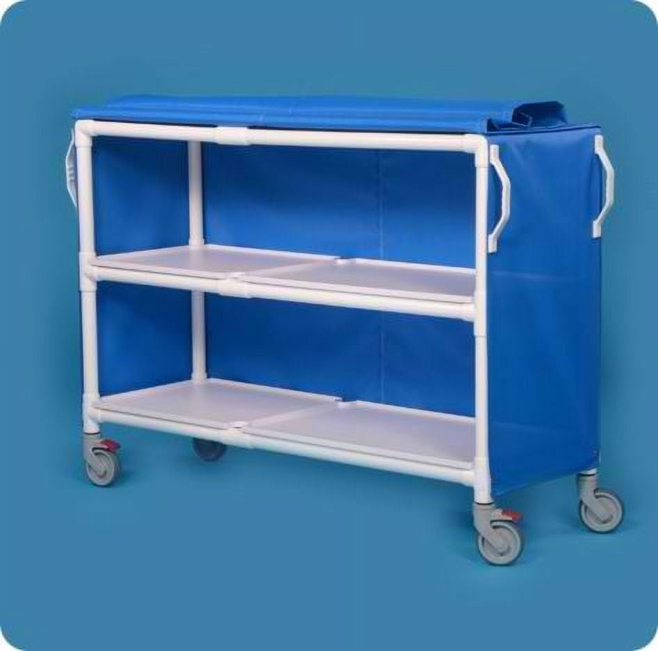 Deluxe Linen Cart with Two Shelves LC602MM Maroon Mesh Cover