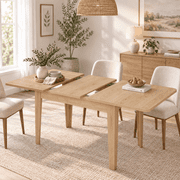 Deluxe Living 63"-83" Extendable Dining Table for 6-8 People, Kitchen Dining Table with Sturdy Wooden Top and Legs, Space-Saving for Dining Room & Kitchen, Natural Oak