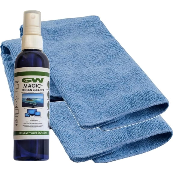Deluxe Magic Screen Cleaner Kit for Ultra HD 4k HDR OLED TV, Laptop and Tablet Screens with 2 Premium Microfiber Cloths and Larger Spray Bottle