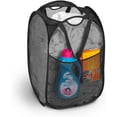 thumbnail image 1 of Smart Design Deluxe Mesh Pop Up Square Laundry Hamper with Side Pocket and Handles - VentilAir Fabric Collapsible Design - for Clothes and Laundry - Home - Holds 2 Loads - 14 x 23 Inch - Black, 1 of 8