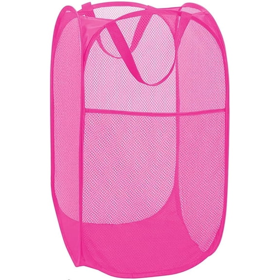 Deluxe Mesh Pop up Laundry Hamper Basket with Side Pocket for Laundry Room, Bathroom, Room, College Dorm or Travel Blush