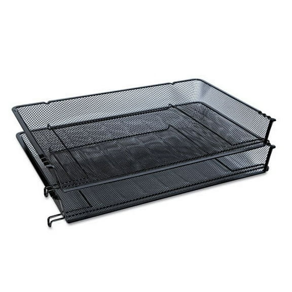 Deluxe Mesh Stacking Side Load Tray, 1 Section, Legal Size Files, 17" x 10.88" x 2.5", Black | Bundle of 2 Each