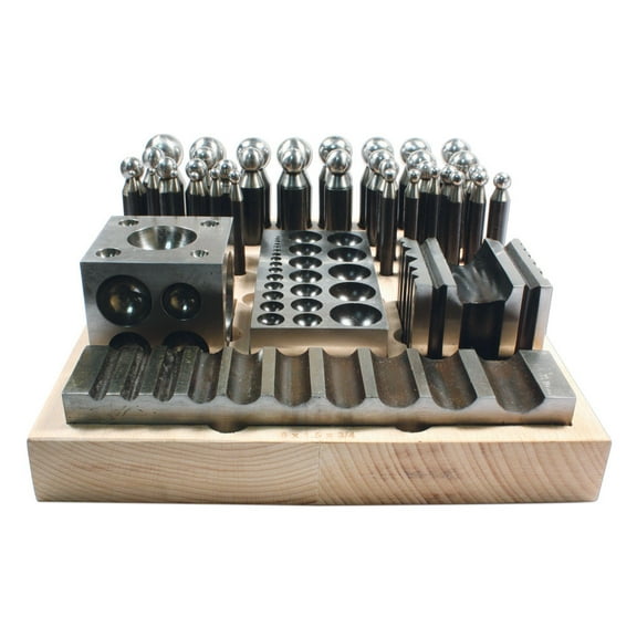 Deluxe Metalwork Doming and Dapping Set Block and Punches, 40 Piece Set, Steel