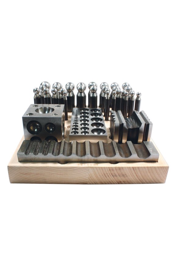 Deluxe Metalwork Doming and Dapping Set Block and Punches, 40 Piece Set, Steel