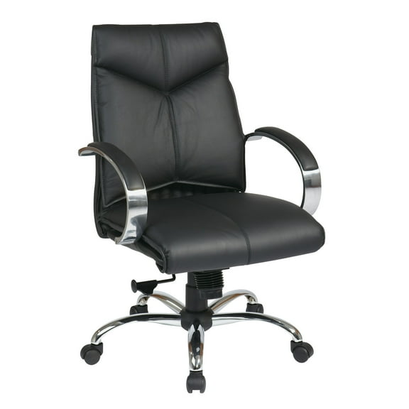 Deluxe Mid Back Black Executive Leather Office Chair