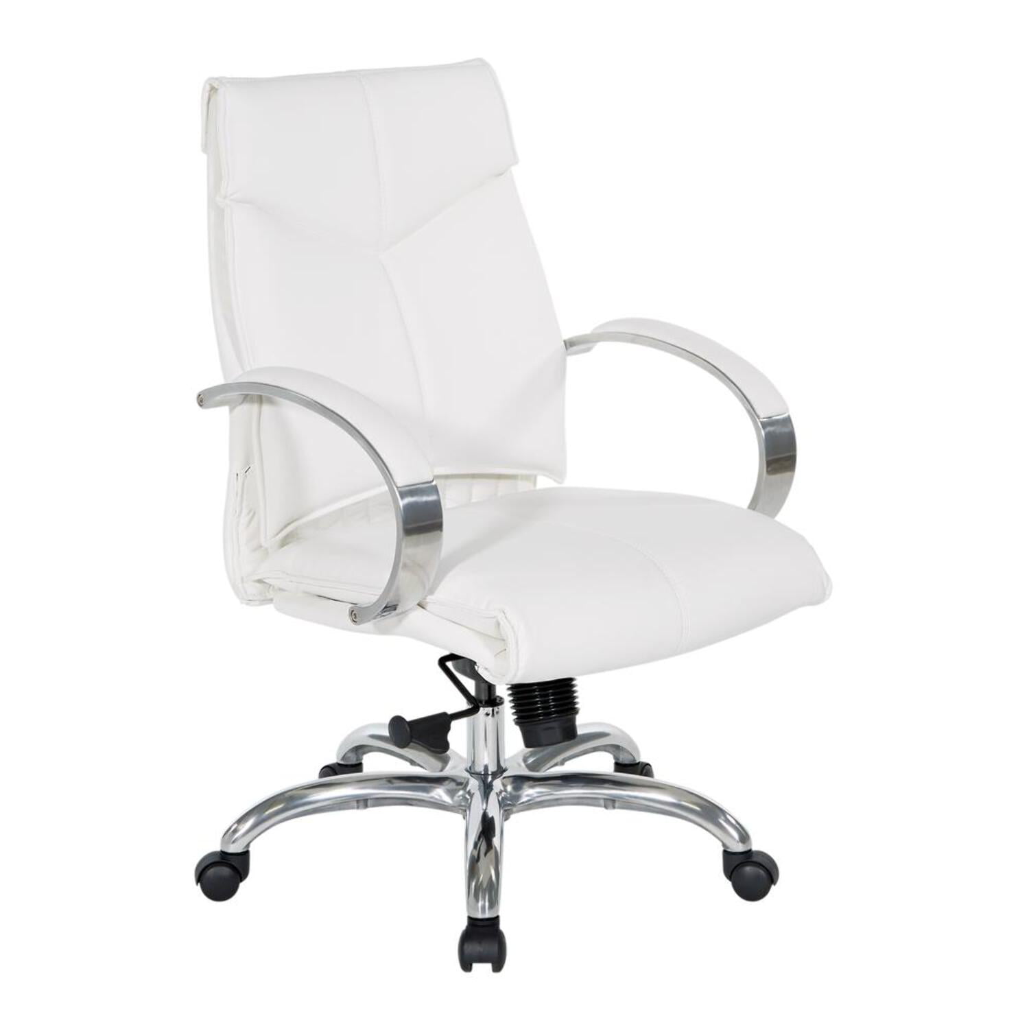 Lakimberly High Back White Faux Leather Swivel Executive Chair