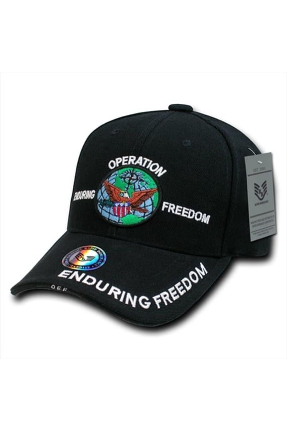 Deluxe Military Baseball Caps, Op Enduring Freedom, Black