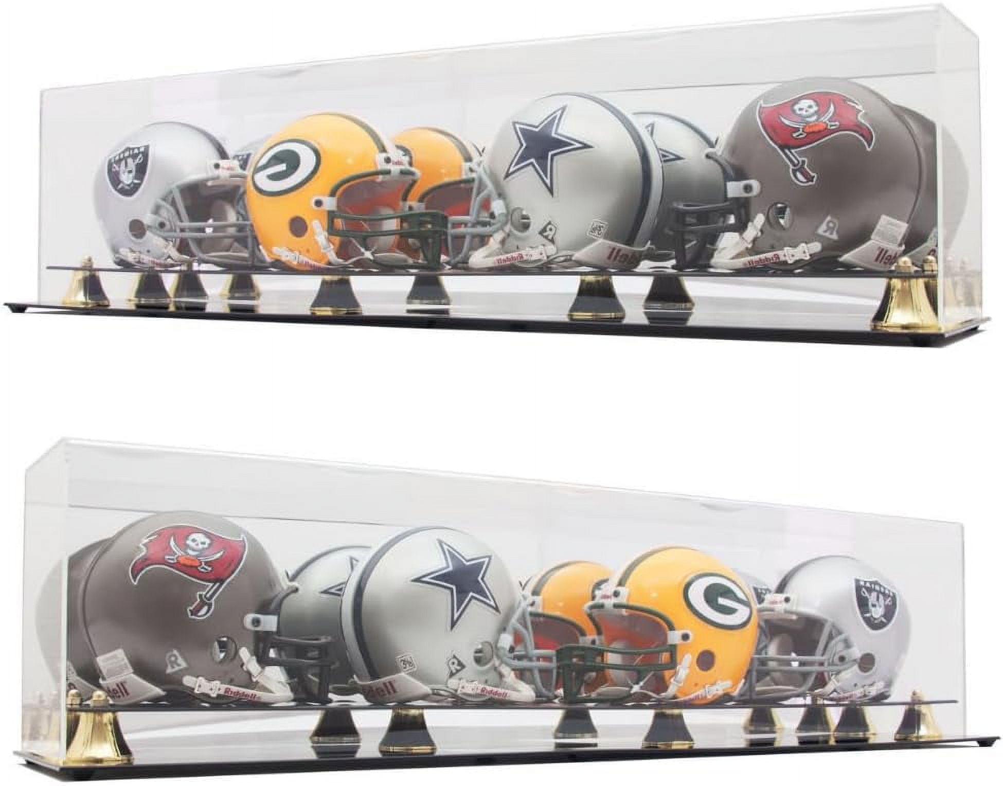 Deluxe Mini Helmet Display Case with Mirrored Back & Gold Risers ...