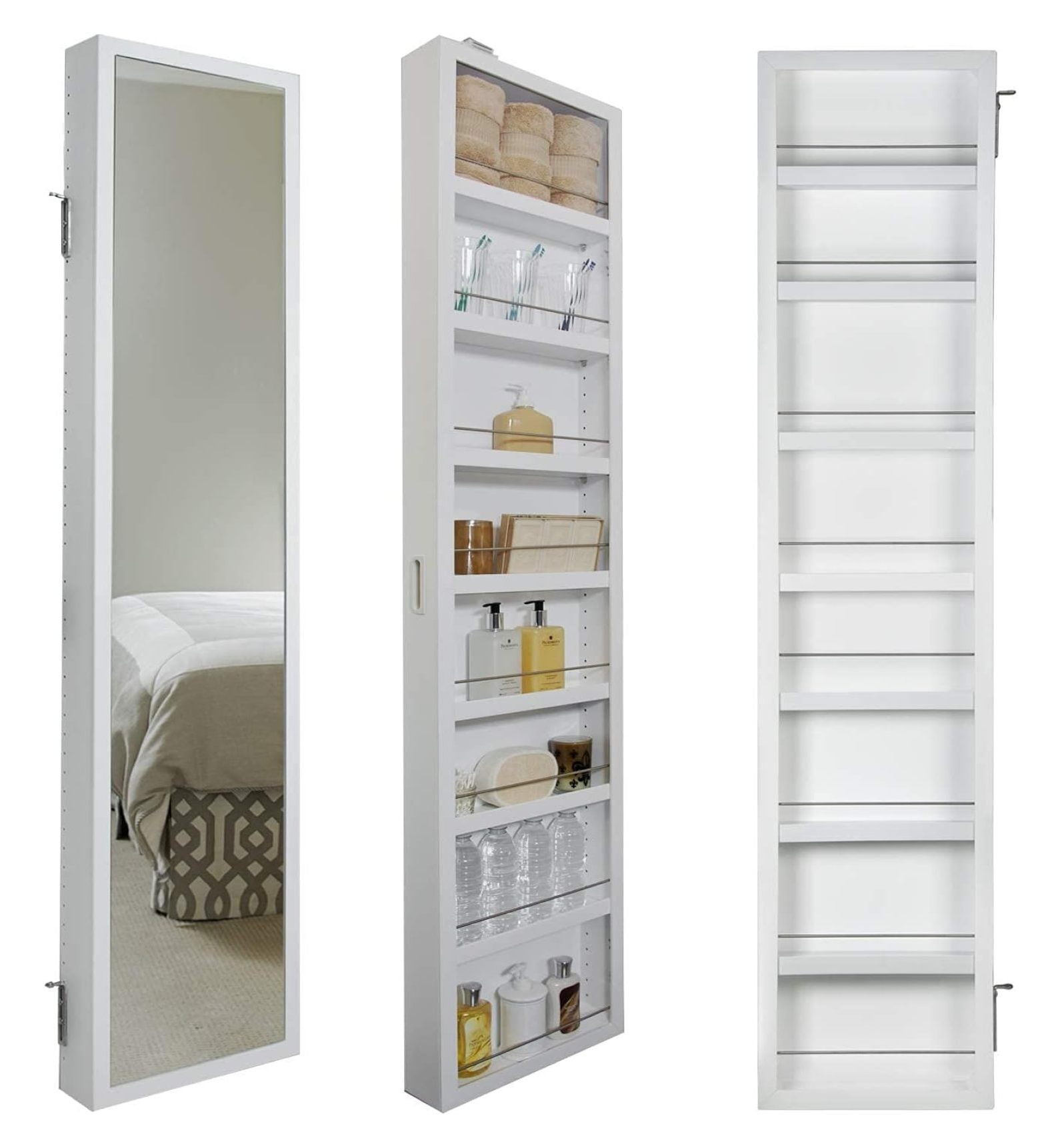 Deluxe Mirrored Behind The Door Adjustable Medicine Kitchen