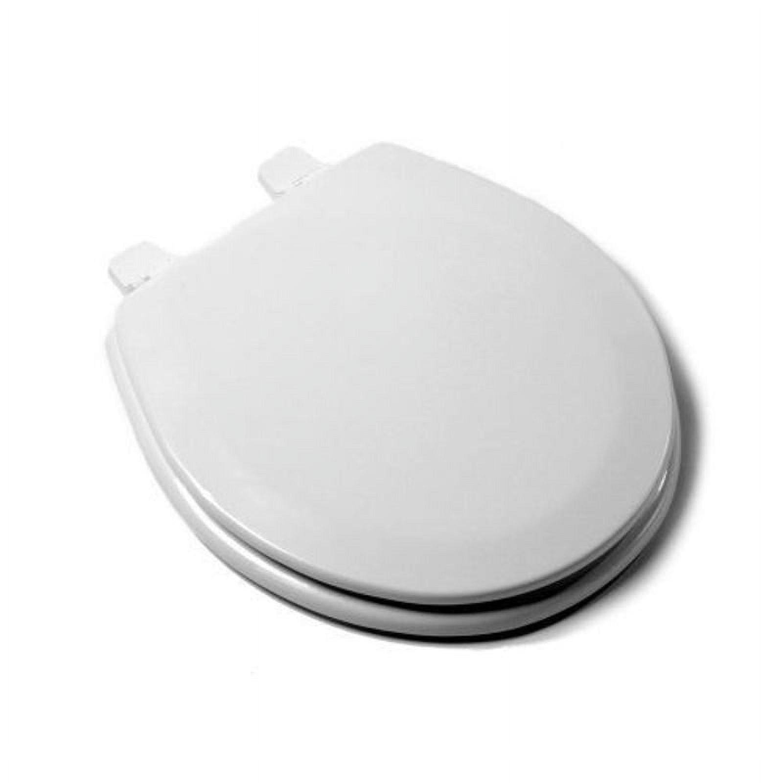 Deluxe Molded Round Wood Toilet Seat In White With Closer Comfort Seats