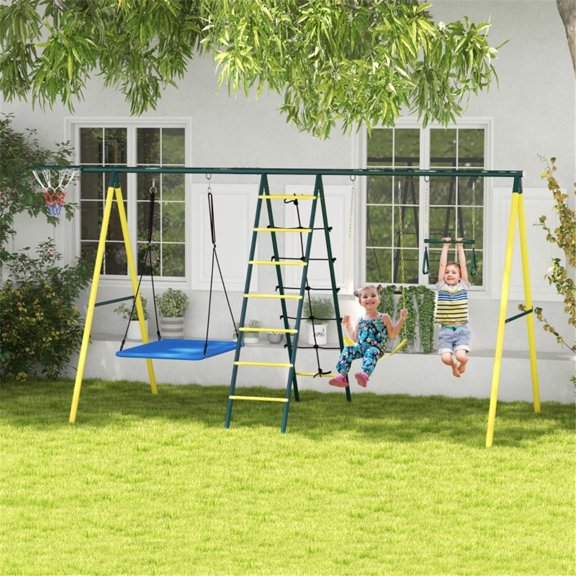 Deluxe Multi-Activity Outdoor Swing Set for Kids
