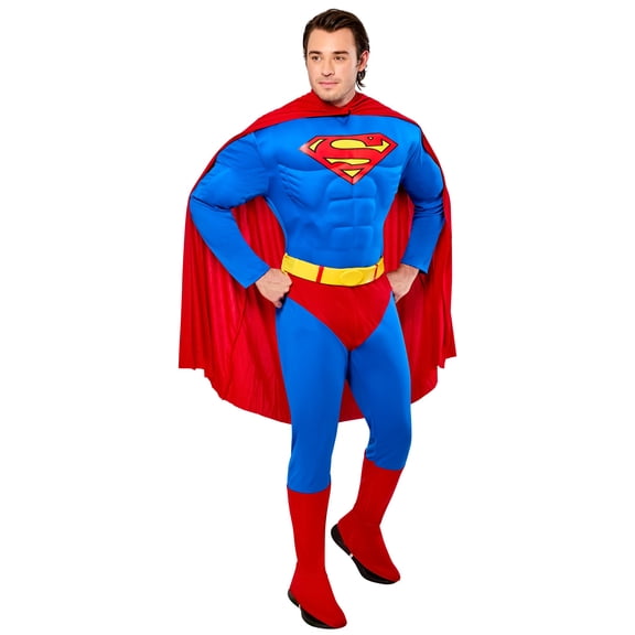 DC Comics Classic Superman Deluxe Muscle Chest Costume for Adults by Rubies, Men's Medium