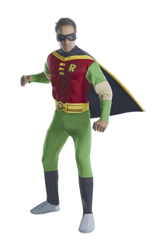 DC Comics Robin Muscle Chest Deluxe Costume for Adults by Rubies, Men's Large