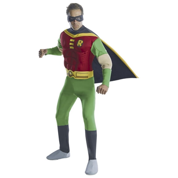 DC Comics Robin Muscle Chest Deluxe Costume for Adults by Rubies, Men's Large