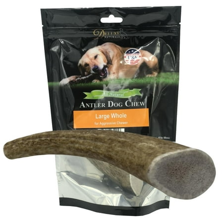 Deluxe Naturals 1-Pack Large Whole Elk Antler Dog Chew, Natural Long-Lasting Chew Treat for Medium and Large Dogs