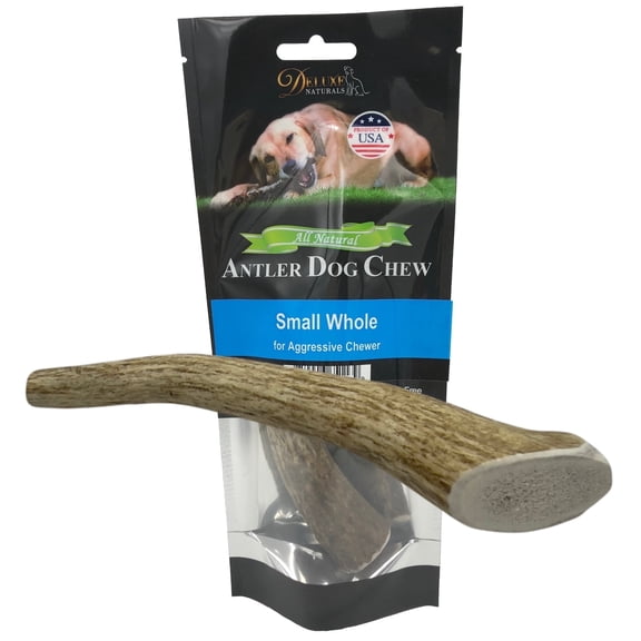 Deluxe Naturals 1-Pack Small Whole Elk Antler Dog Chew, Natural Long-Lasting Chew Treat for Small Dogs